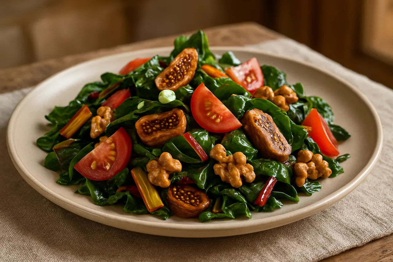 Foto de Acelgas con Higos y Nueces