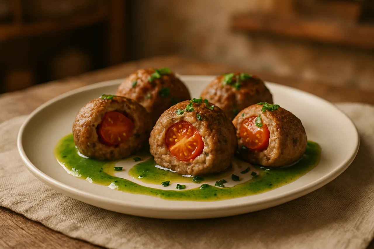 Foto de Albóndigas Rellenas con Salsa de Cebolleta