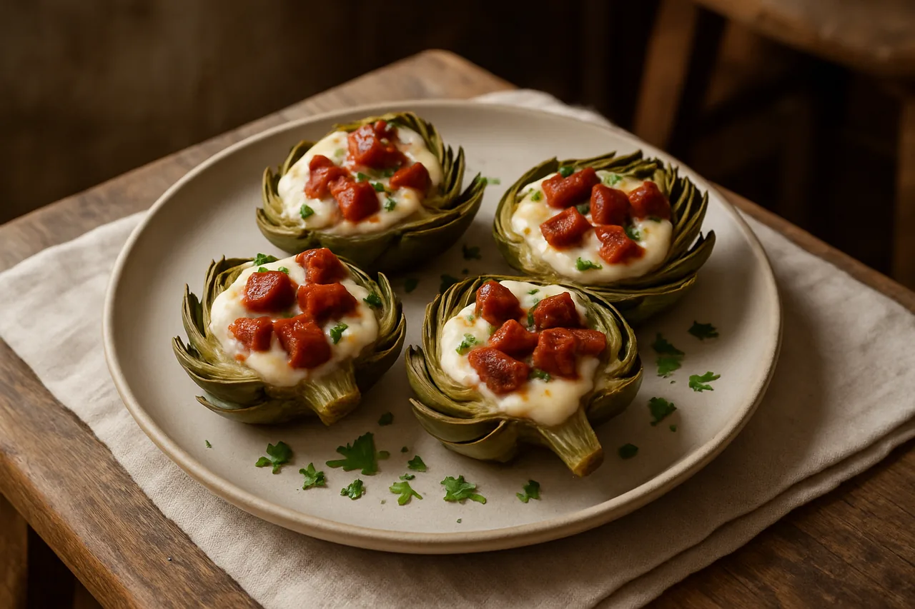 Foto de Alcachofas al Horno con Chorizo y Bechamel