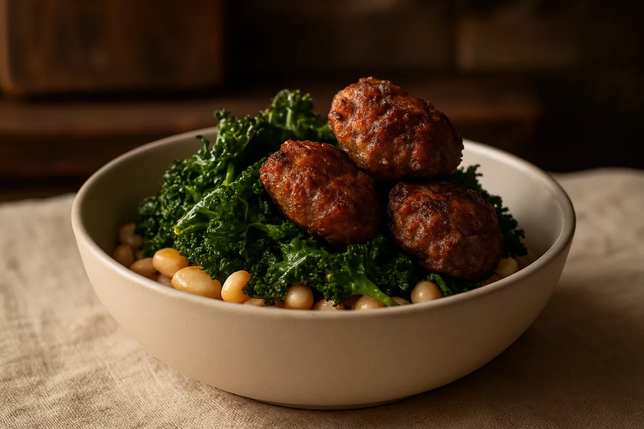 Foto de Alubias con buñuelos de berza y cordero