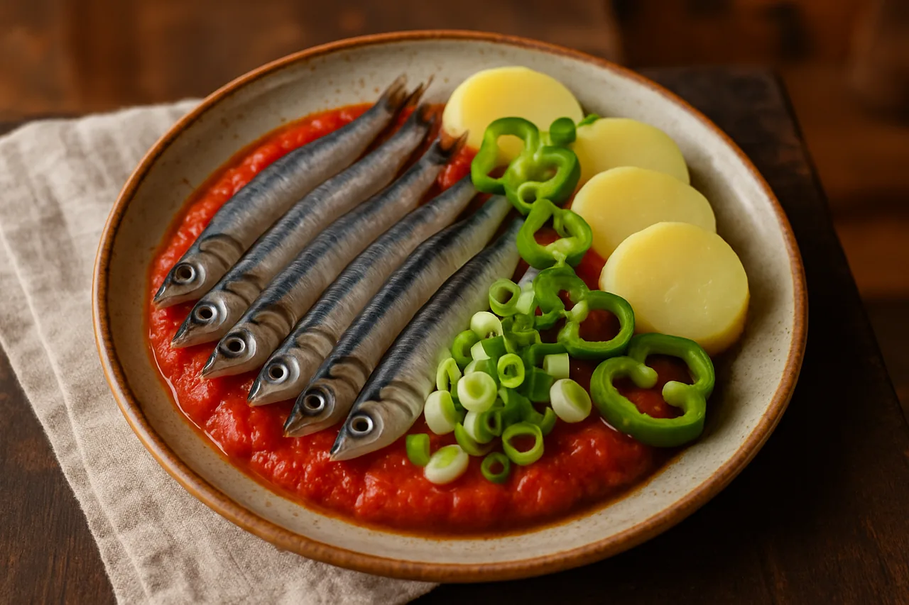 Foto de Anchoas con Patatas y Tomate