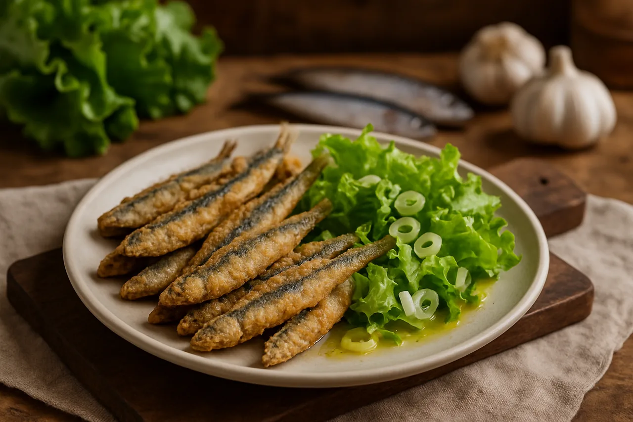 Foto de Anchoas fritas con ensalada