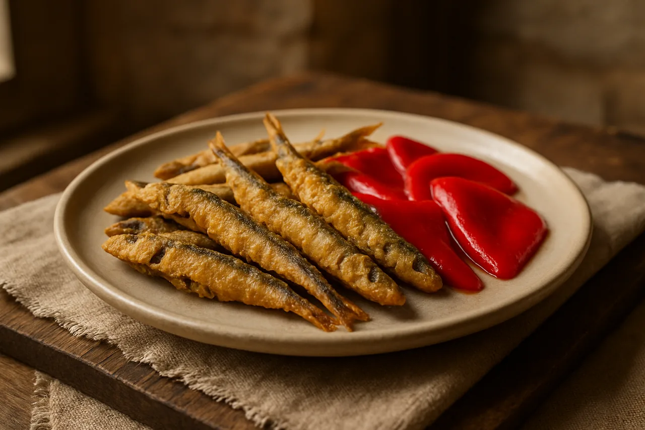 Foto de Anchoas rebozadas con pimientos del piquillo