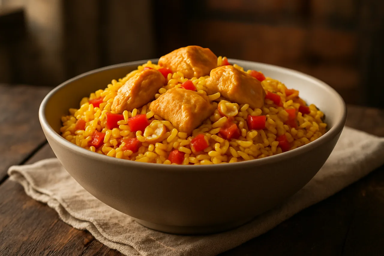 Arroz amarillo con pollo — receta canaria