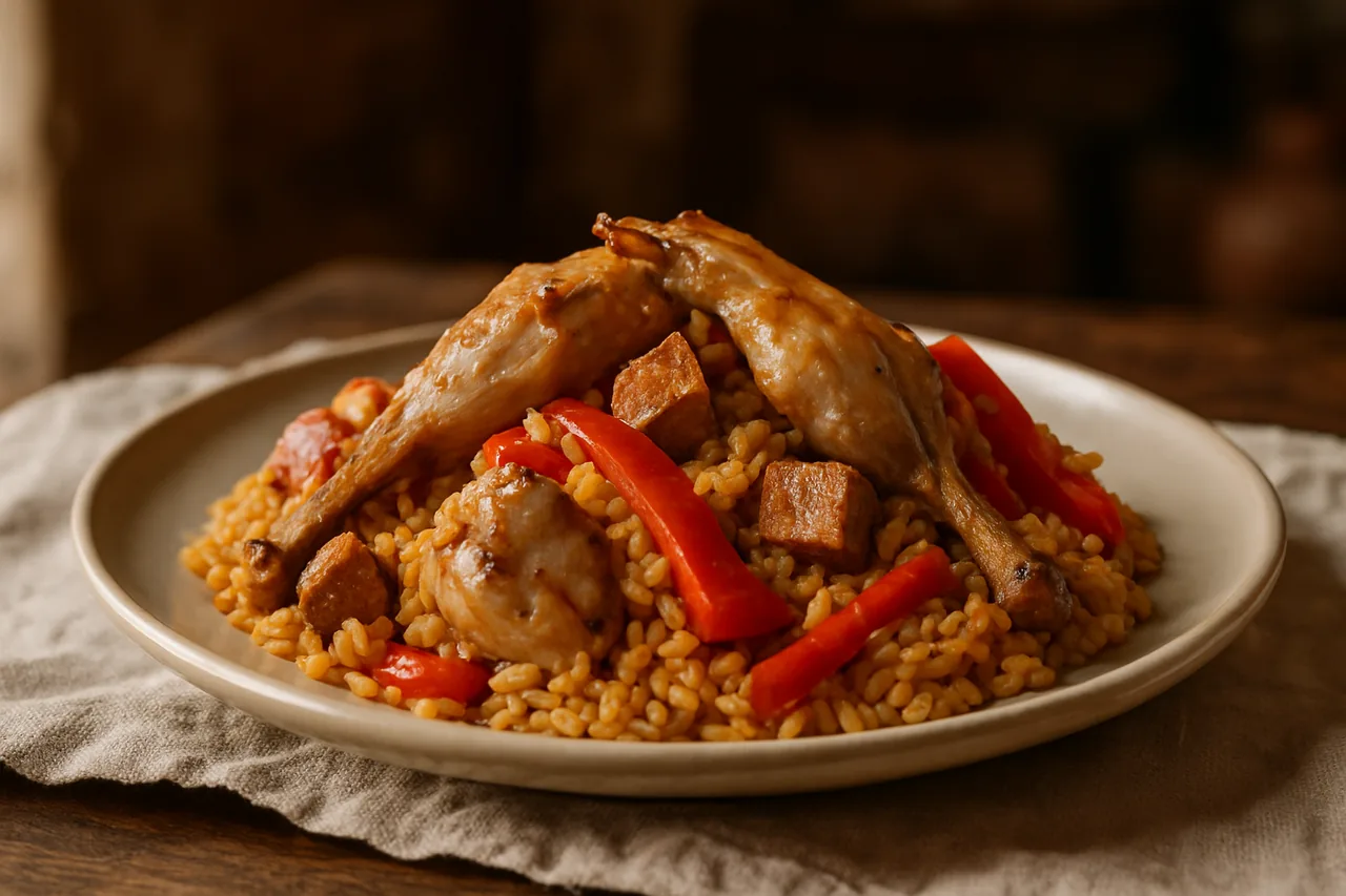 Arroz con conejo y pimiento — receta canaria