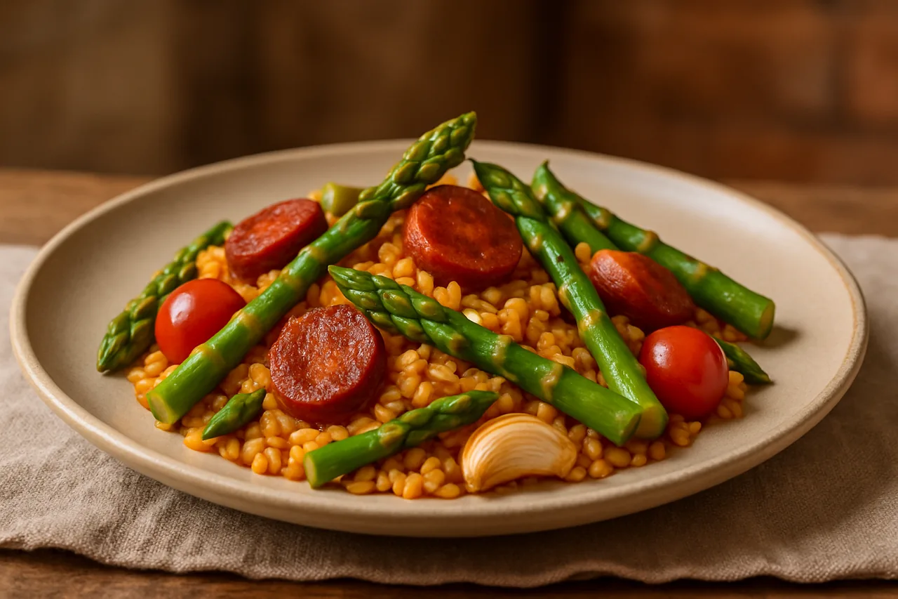 Foto de Arroz con Espárragos Verdes y Chorizo