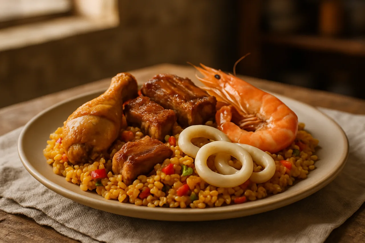 Foto de Arroz con Pollo, Cerdo y Langostinos