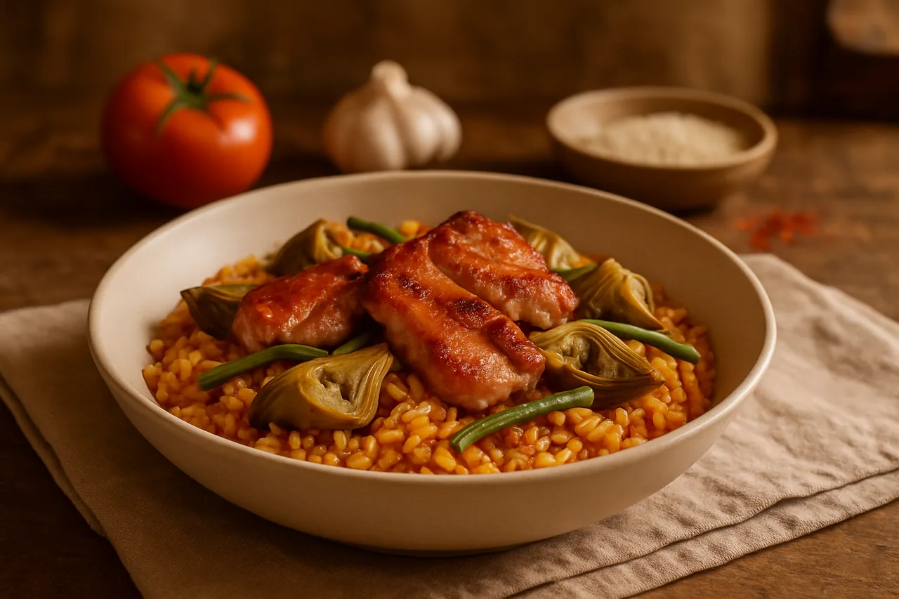 Foto de Arroz con Secreto Ibérico, Alcachofas y Ajos Tiernos
