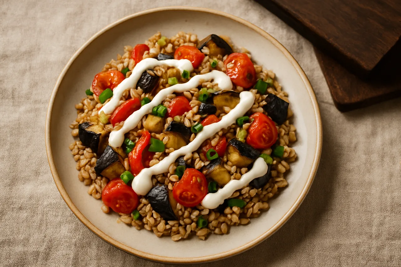 Foto de Arroz Integral con Verduras Asadas