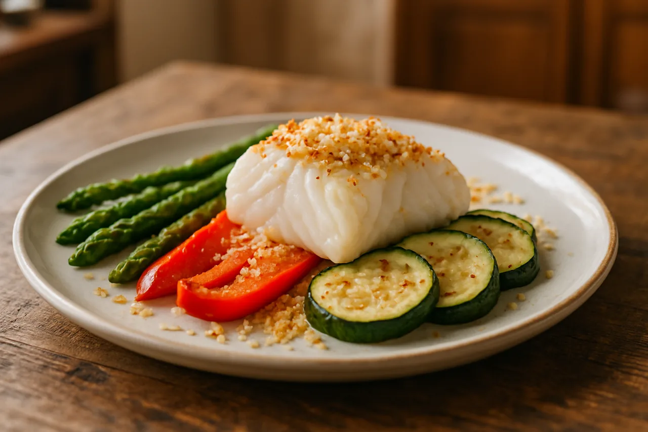 Foto de Bacalao Fresco con Verduras Asadas