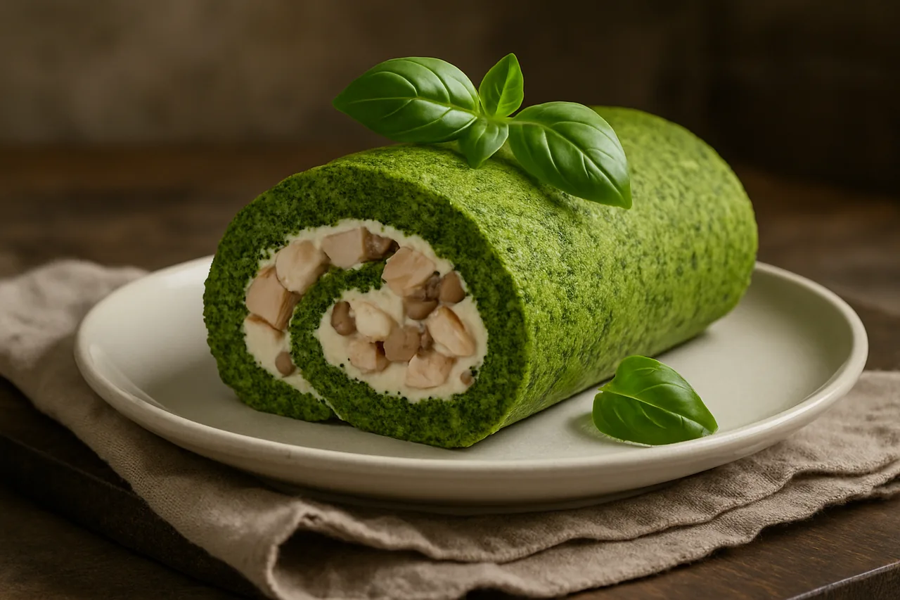 Foto de Brazo de gitano relleno de pavo, setas y queso