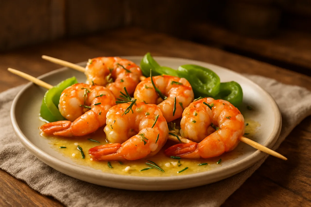 Foto de Brochetas de Camarones con Mantequilla