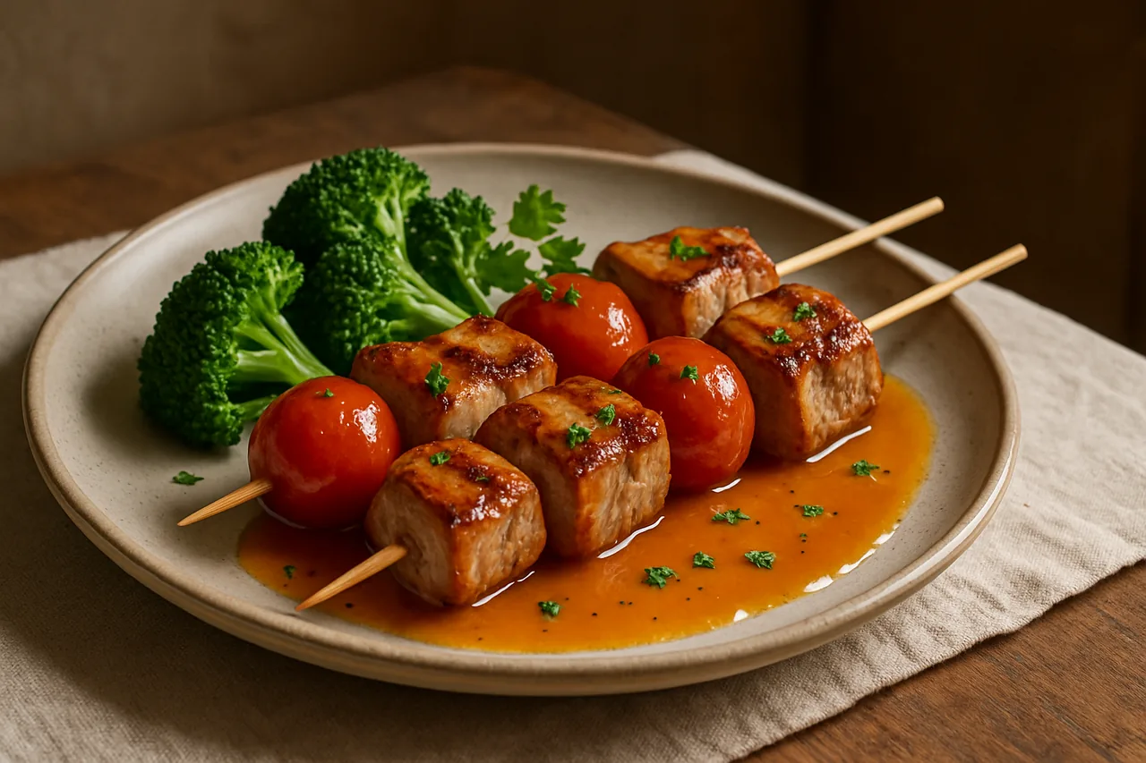 Foto de Brochetas de Cerdo Ibérico y Tomates Cherry