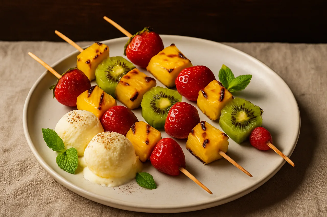 Foto de Brochetas de frutas con helado