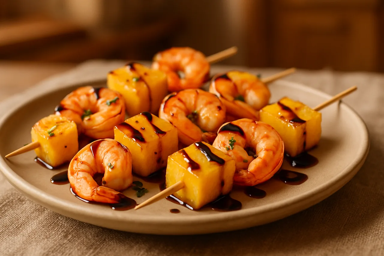 Foto de Brochetas de Gambas con Piña