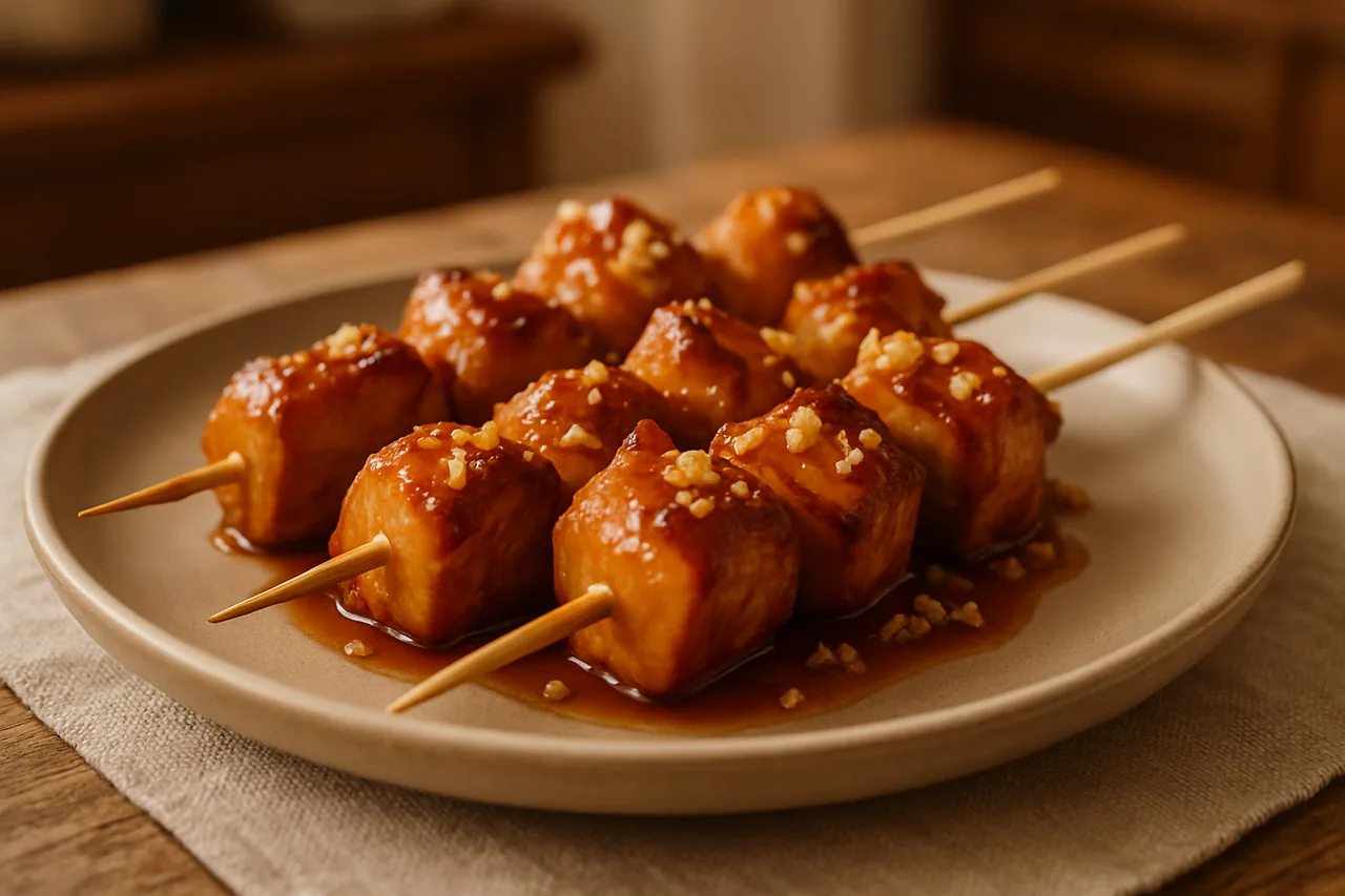 Foto de Brochetas de Pollo Agridulce