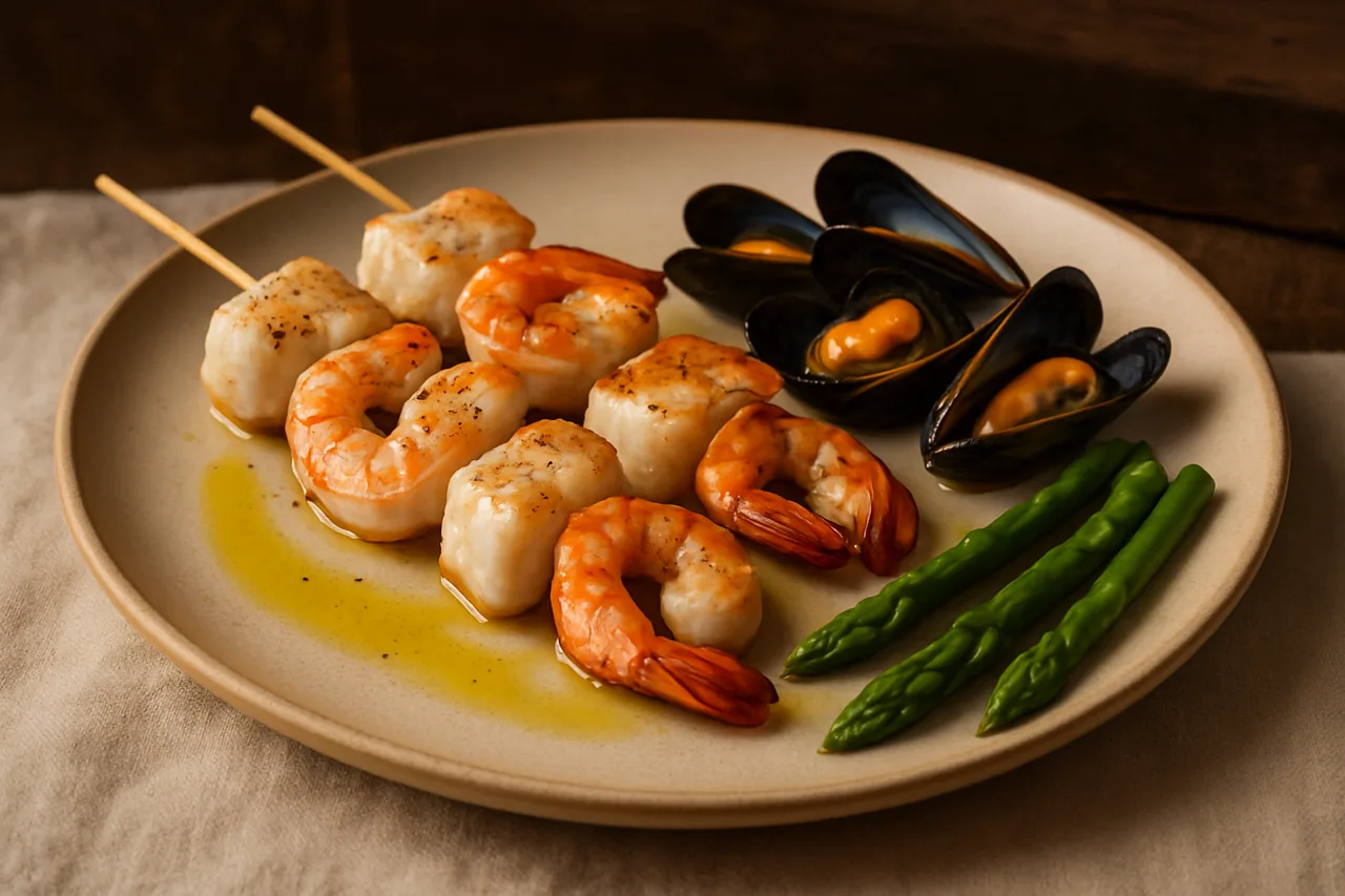 Foto de Brochetas de rape y langostinos