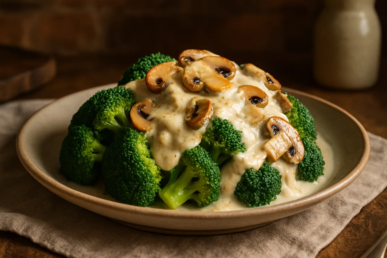 Foto de Brócoli con Crema de Champiñones