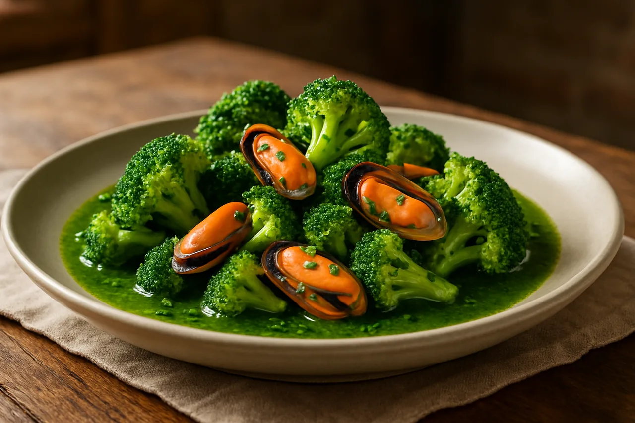 Foto de Brócoli con Mejillones en Salsa Verde
