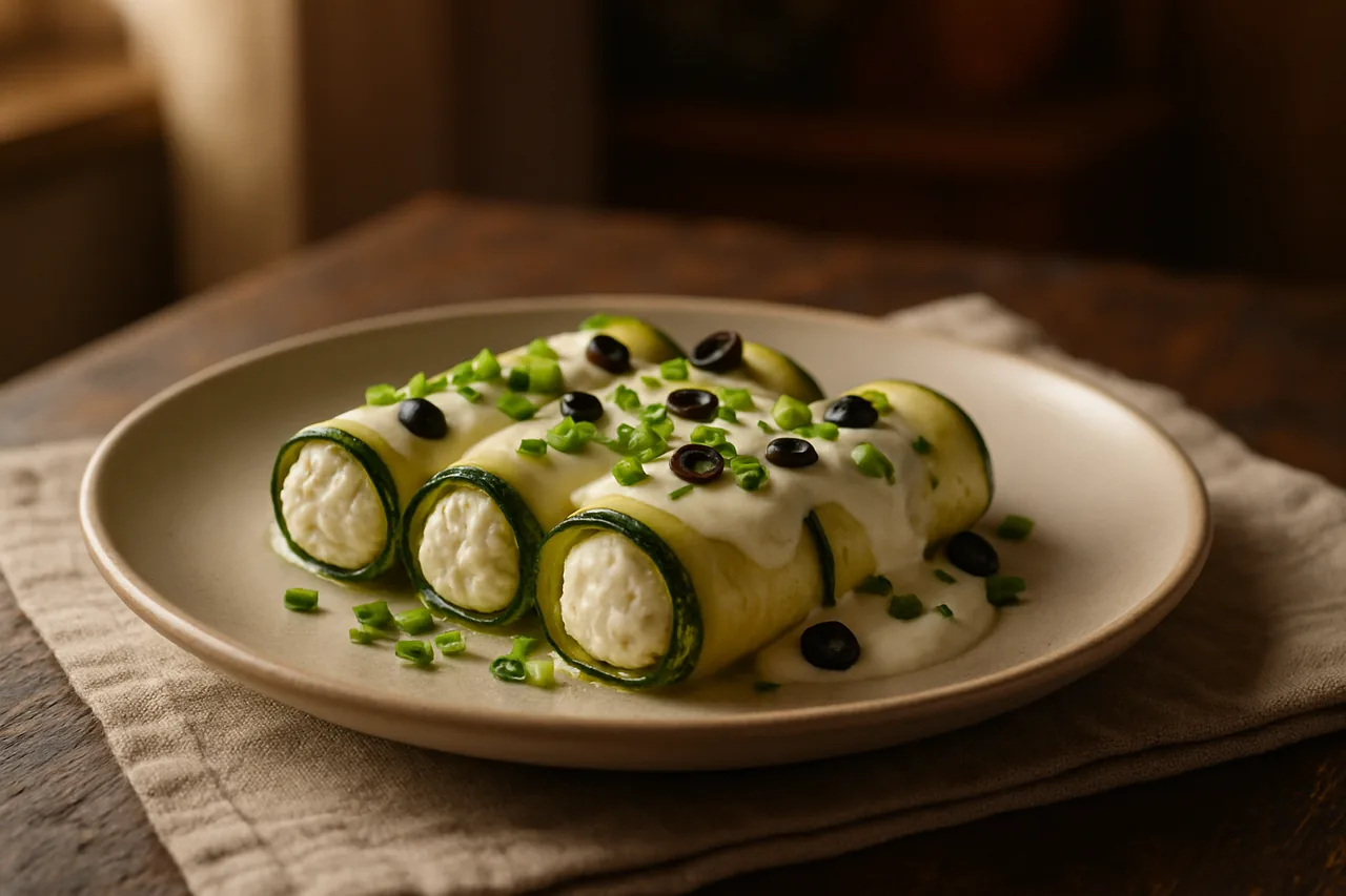 Foto de Canelones de calabacín y queso de cabra