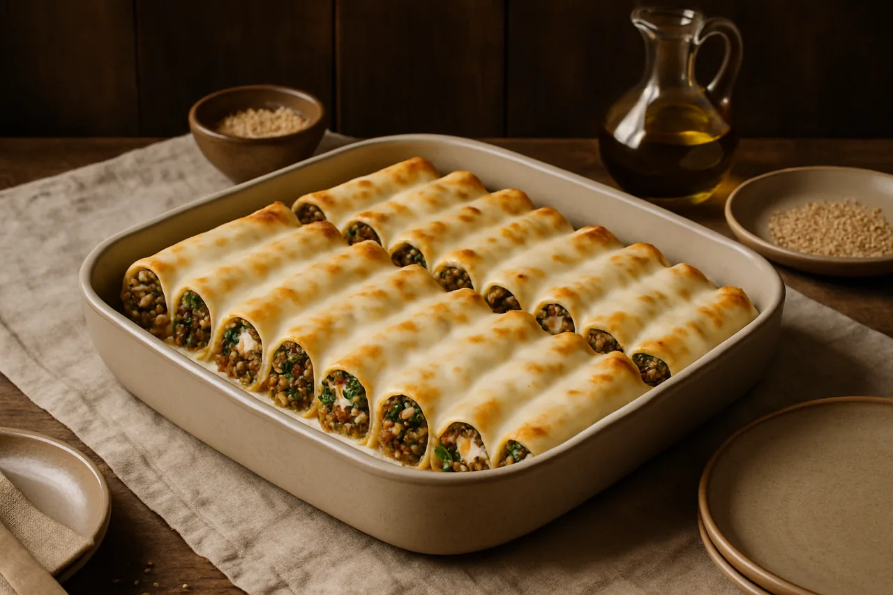 Foto de Canelones de carne con queso fresco y espinacas