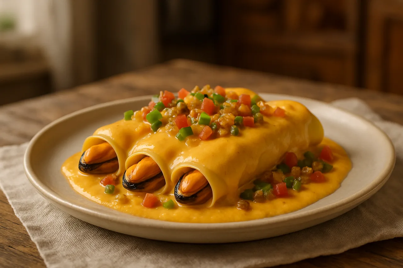 Foto de Canelones de Mejillones con Bechamel de Calabaza