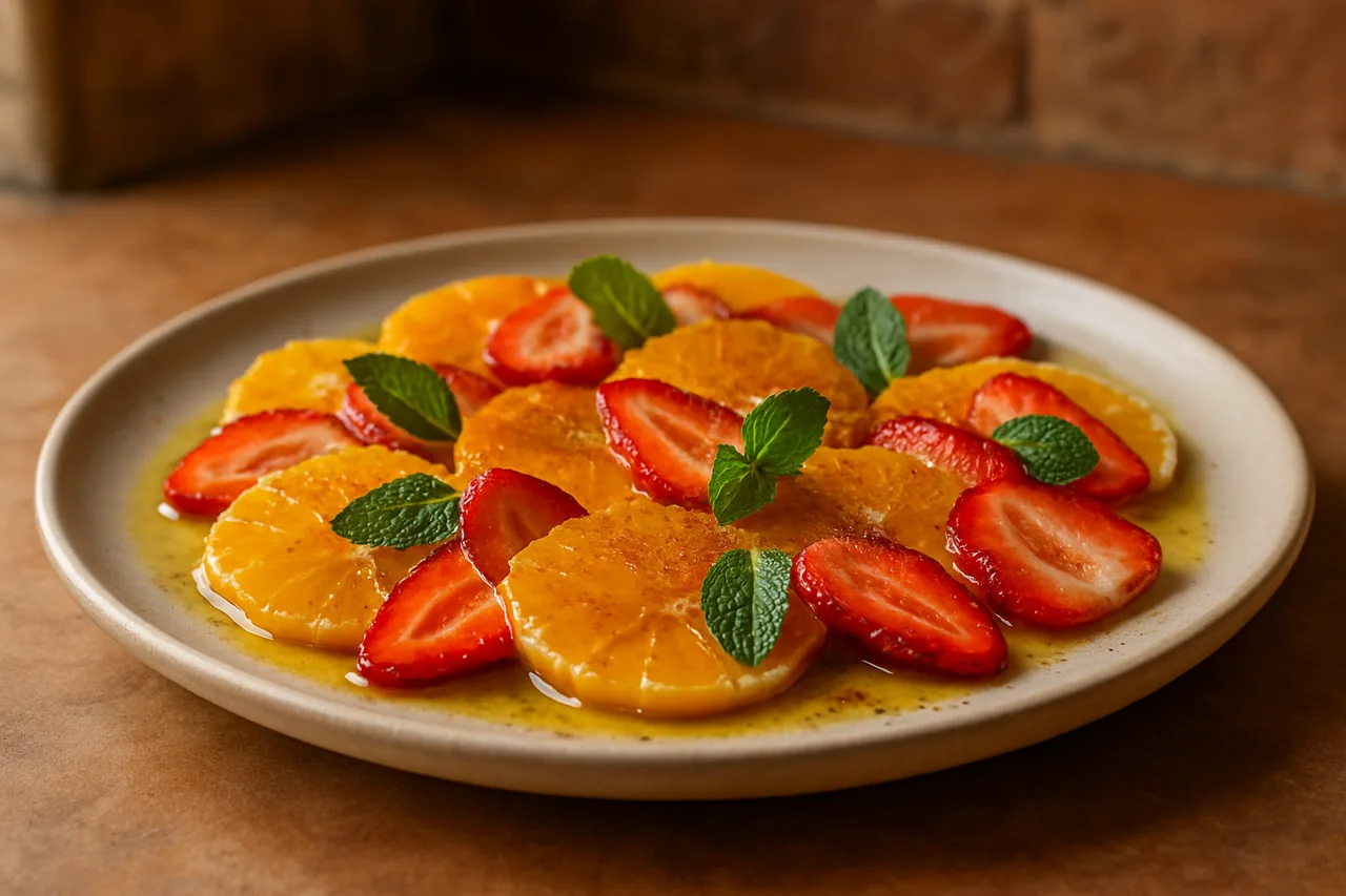 Foto de Carpaccio de Naranja y Fresa