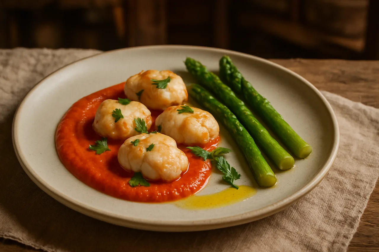 Foto de Carrilleras de Rape con Salsa de Pimientos del Piquillo