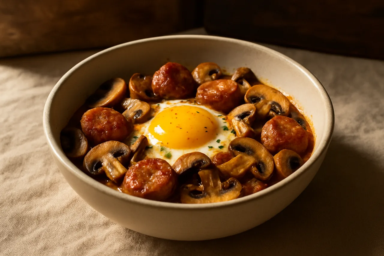 Foto de Cazuela de Huevos con Salchicha y Champiñones