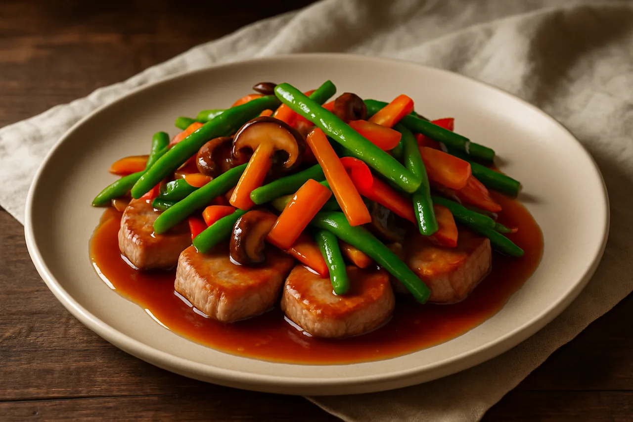 Foto de Cerdo con Verduras y Salsa Agridulce