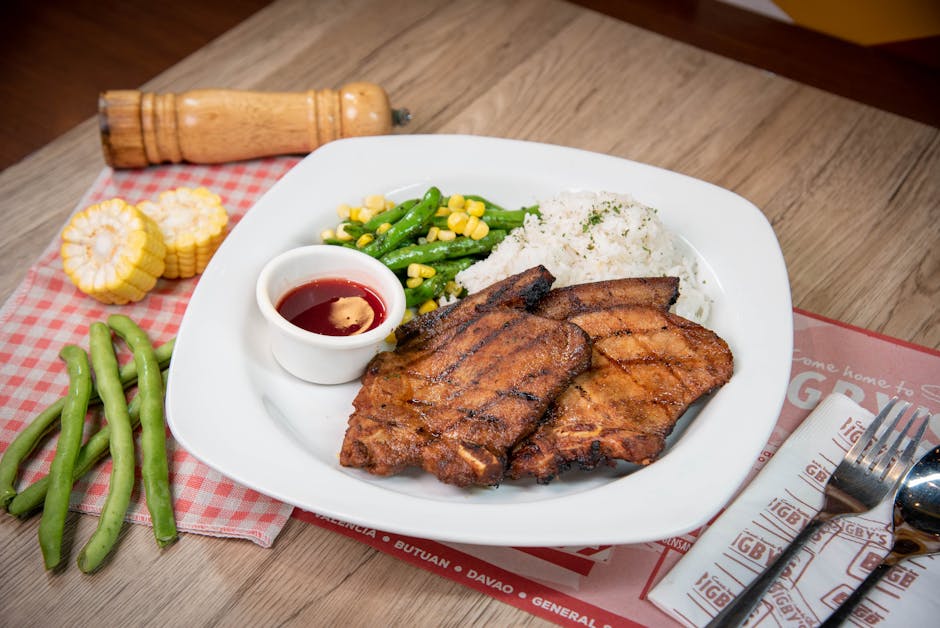 Foto de Chuletas de cerdo con judías verdes