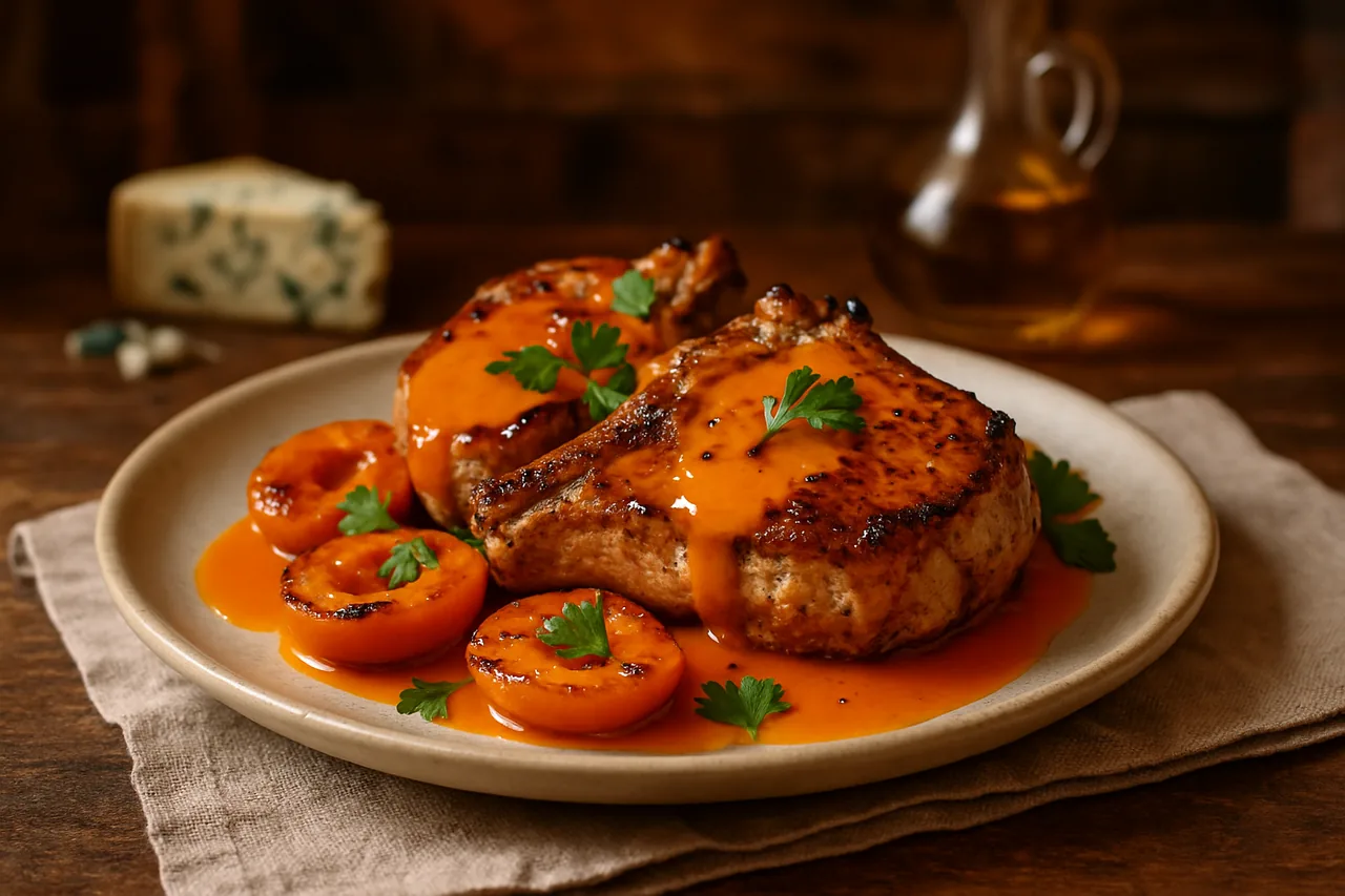 Foto de Chuletas de Sajonia con Salsa de Naranja y Orejones Asados