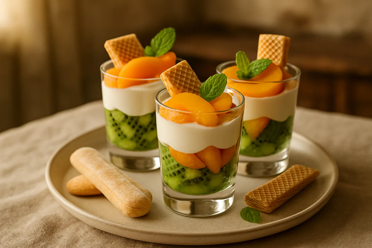 Foto de Chupitos de Kiwi, Yogur y Melocotón