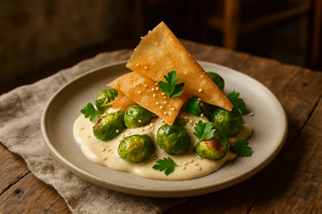 Foto de Coles de Bruselas con Bechamel de Mostaza