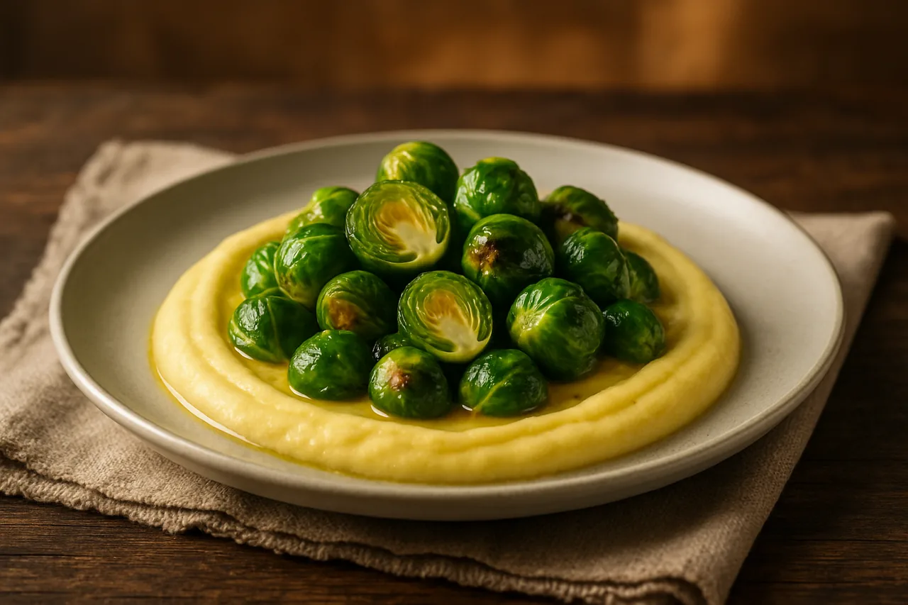 Foto de Coles de Bruselas con Puré de Patata y Queso
