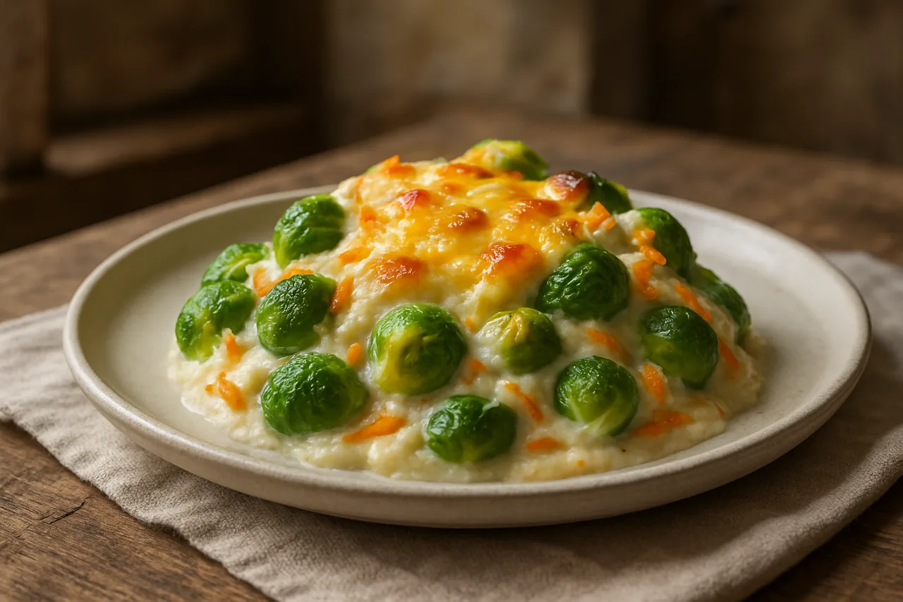 Foto de Coles de Bruselas gratinadas con queso