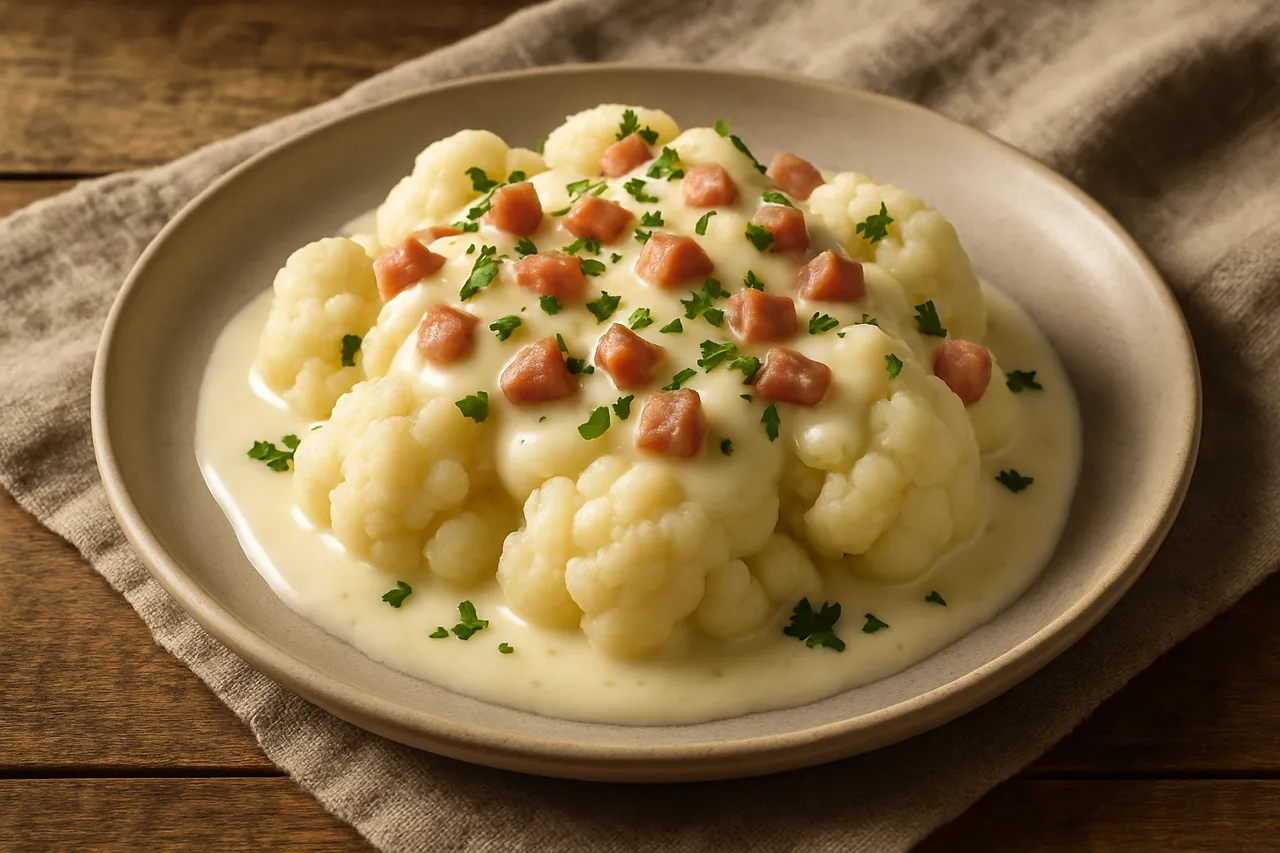 Foto de Coliflor con bechamel y jamón
