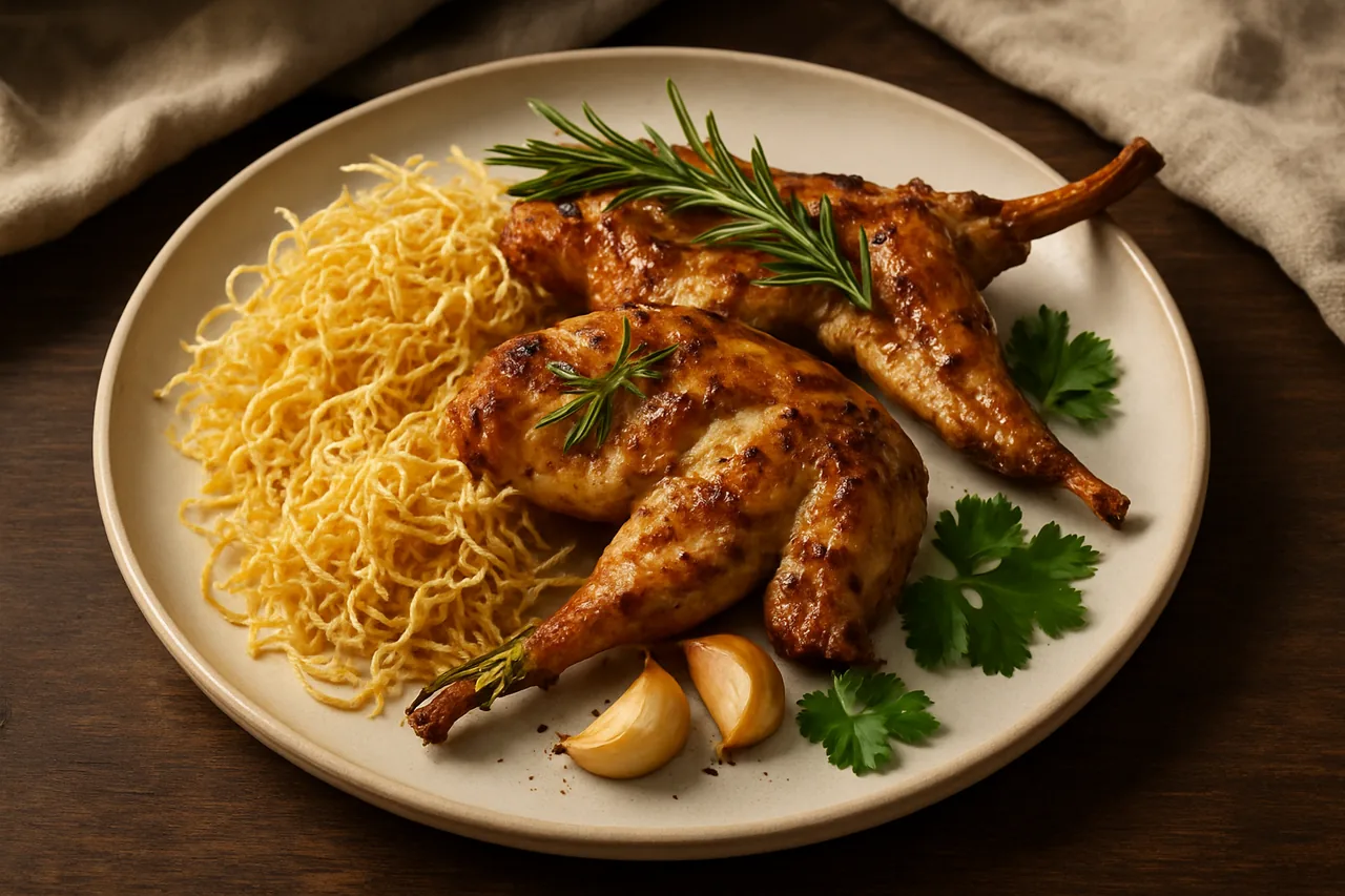Foto de Conejo a la Plancha con Fideos de Arroz