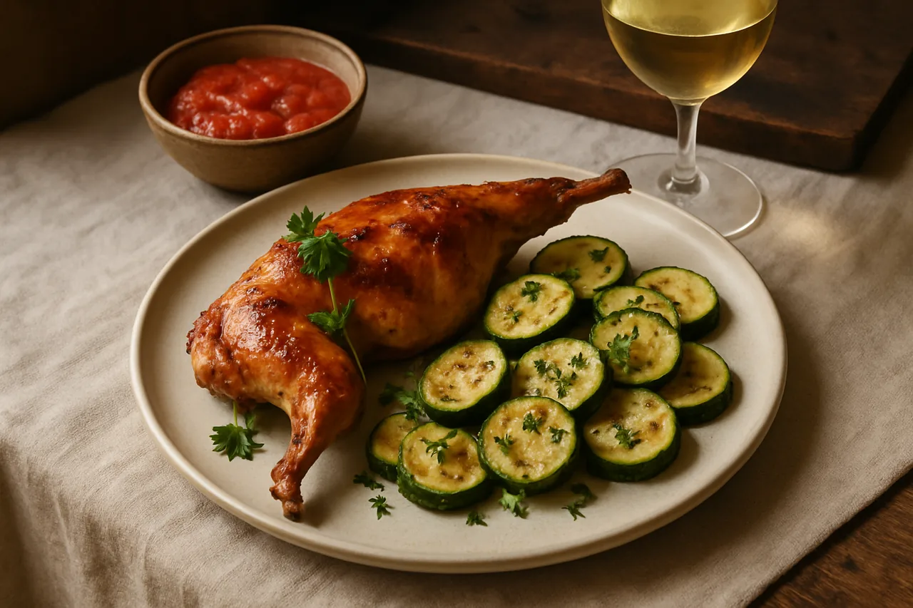 Foto de Conejo Asado con Calabacines Salteados