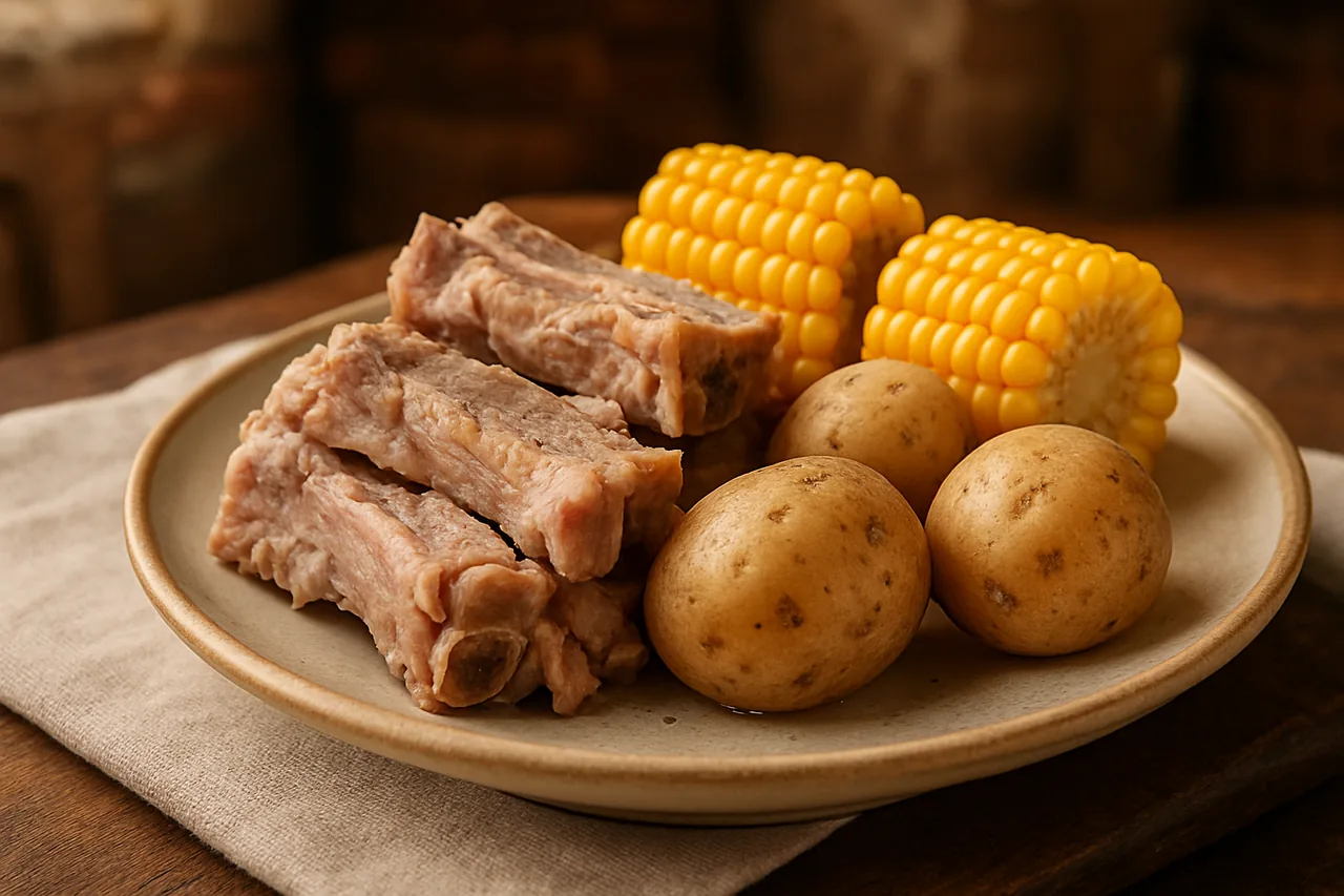 Costillas, papas y piñas — receta canaria
