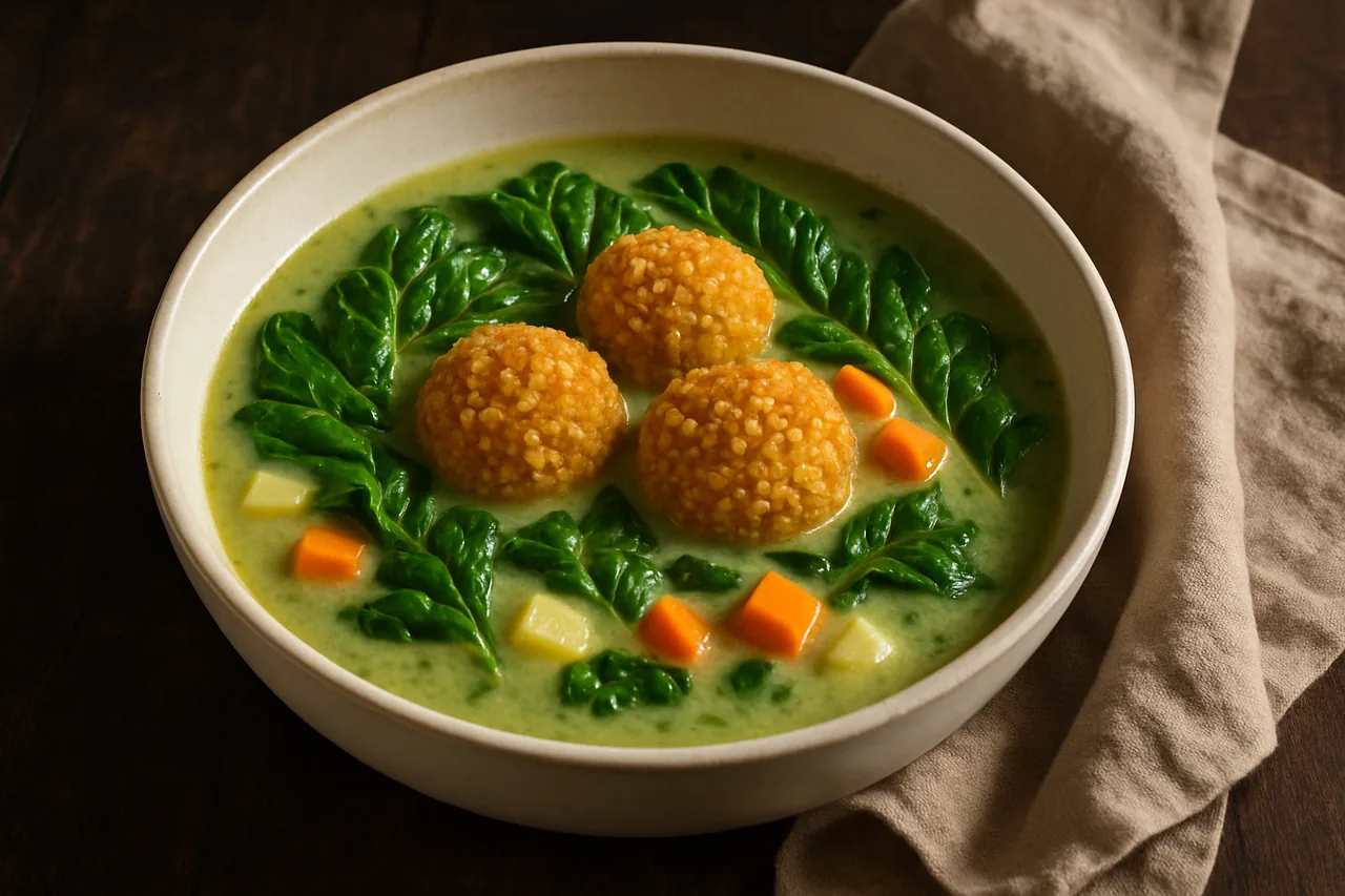 Foto de Crema de acelgas con croquetas de mijo