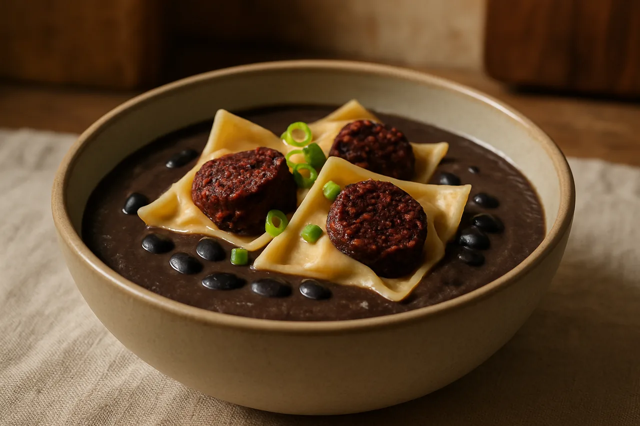 Foto de Crema de Alubias con Raviolis de Morcilla