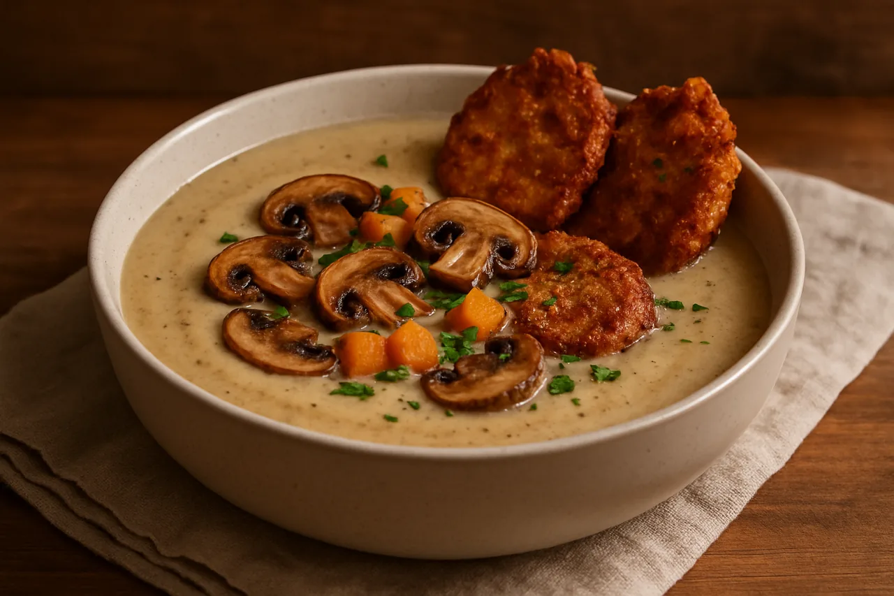 Foto de Crema de Champiñones con Buñuelos