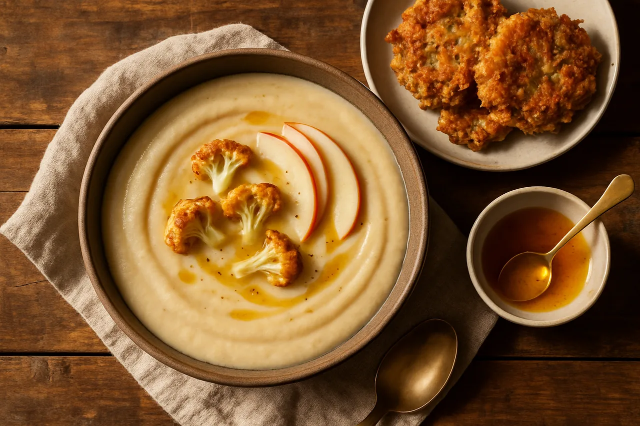 Foto de Crema de coliflor con buñuelos y vinagreta de miel