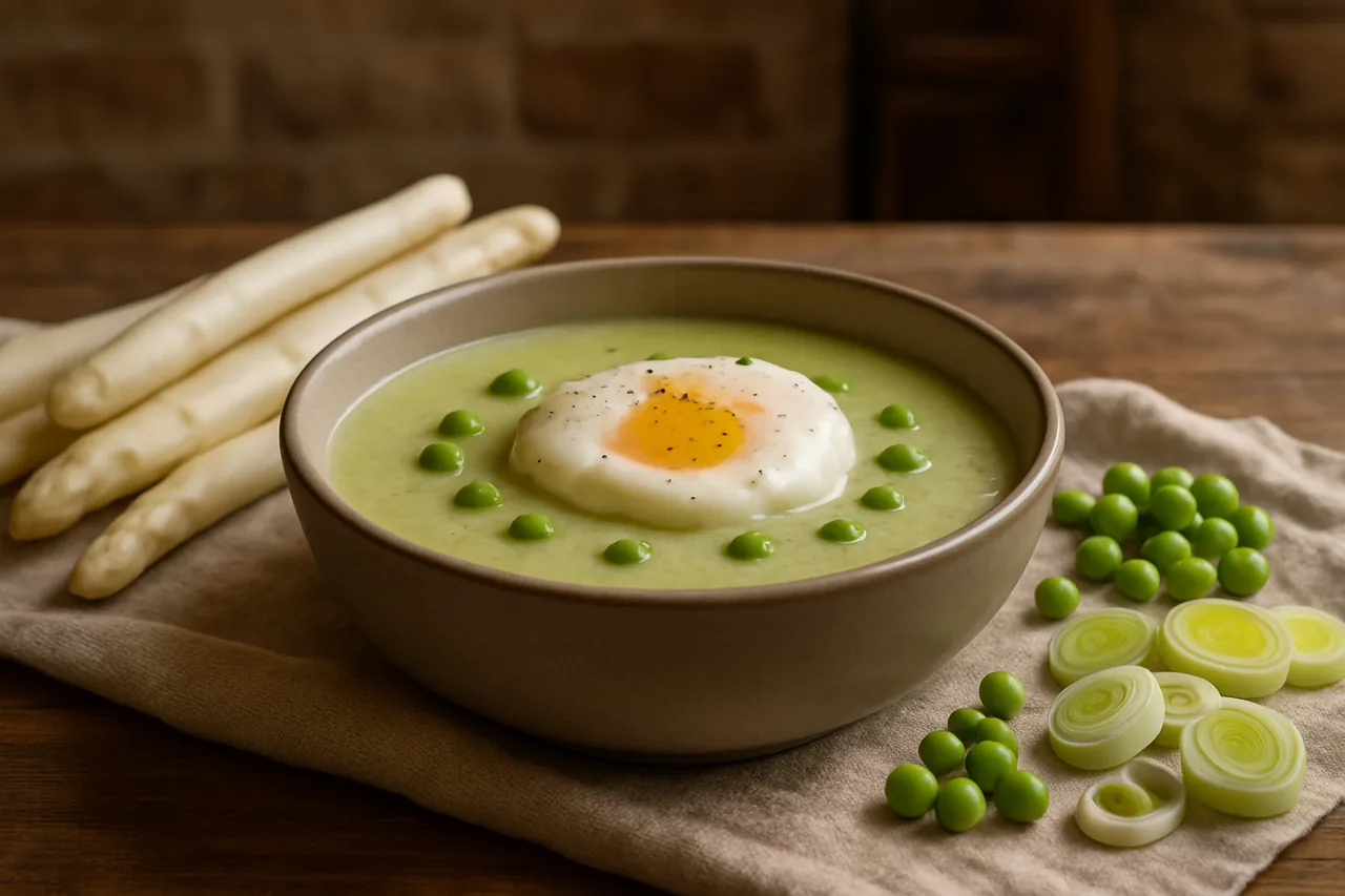 Foto de Crema de Espárragos con Huevo Poché