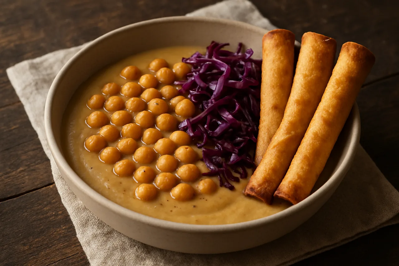 Foto de Crema de Garbanzos con Flautas y Lombarda