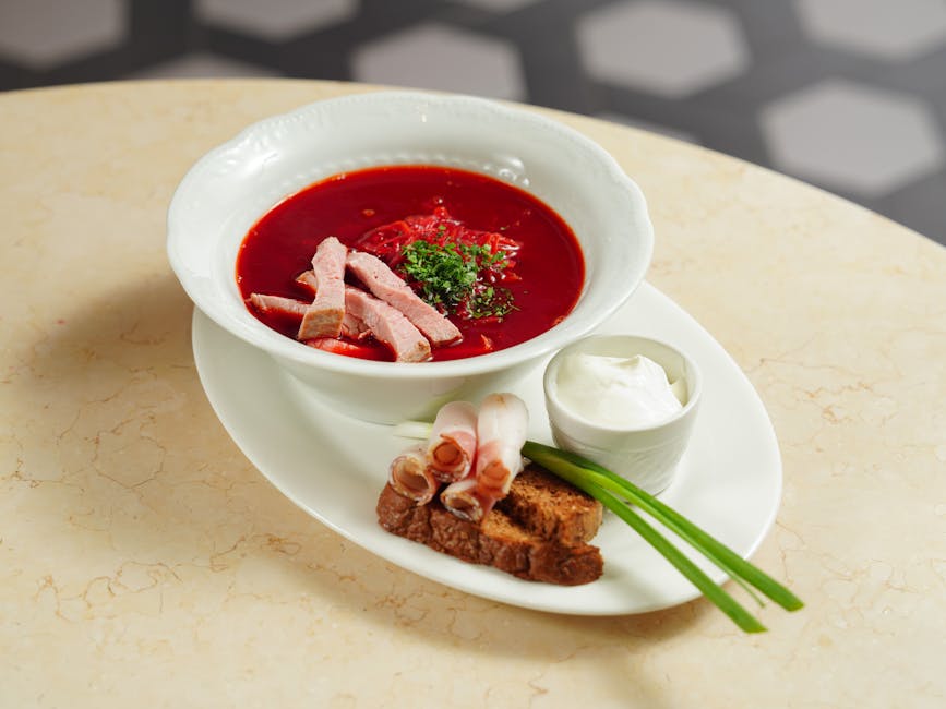 Foto de Crema de Remolacha con Rulos de Jamón