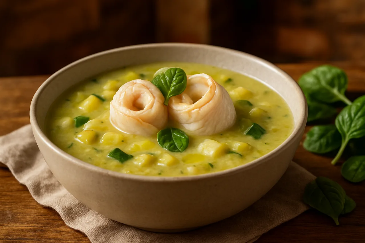 Foto de Crema de Verduras con Popietas de Gallo