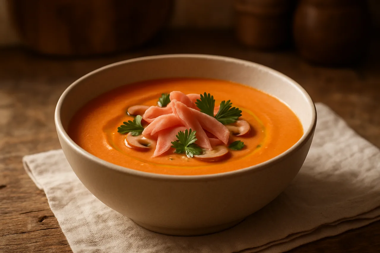 Foto de Crema Fría de Tomates y Champiñones