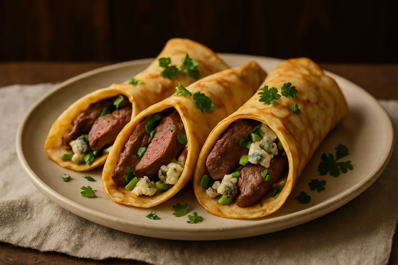 Foto de Crepes de Solomillo y Queso Roquefort